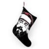 Festive Christmas black stocking featuring Post Malone with a Christmas hat, a perfect holiday decoration for music enthusiasts and fans of the artist.