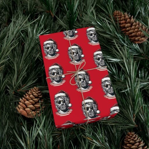 Kurt Cobain Nirvana Gift Wrap - Grunge Icon Pattern on Red Background