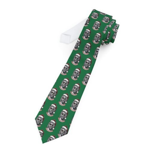 Green necktie featuring a close-up of Kurt Cobain with a Christmas hat, crafted from silky polyester, perfect for adding a playful and distinctive touch to any ensemble