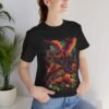 Unisex T-shirt with the iconic winged monster Rodan in flight, against a dramatic skyscape, from the Monarch monster series.