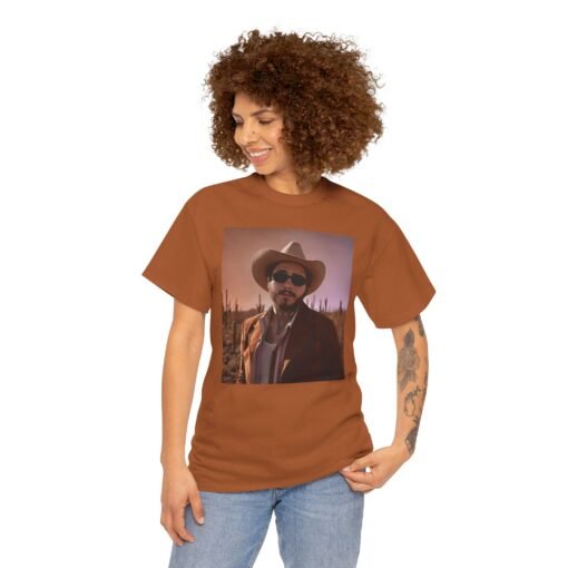 Post Malone cowboy t-shirt for women, blending modern music and western styles, perfect for fans and collectors