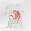 Streetwear T-shirt with a monochromatic red Japanese style line drawing of a tiger and 'Tiger Power, It's your life!' statement for a powerful, empowering look.