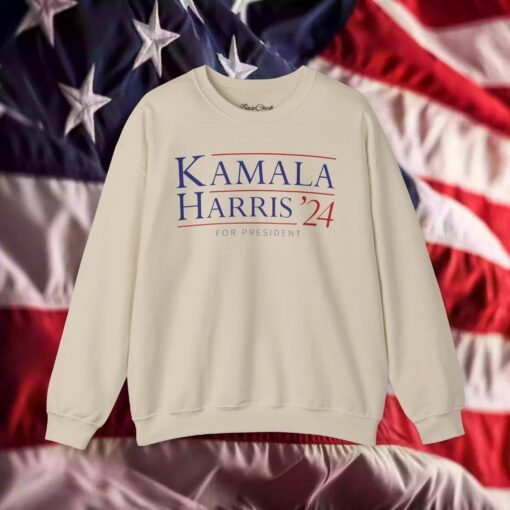 Kamala Harris for President 2024 T-shirt featuring bold text, available in six colors.